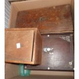 A box containing three box carcasses for restoration