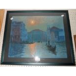 Mary Beresford-Williams: a blue framed pastel drawing, entitled "Venice Sunset" in predominately