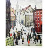 L.S. Lowry: a gilt framed signed limited edition coloured print entitled "Berwick-upon-Tweed" with
