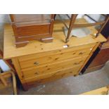 3' 7 1/4" modern pine chest with three 3' 7 1/4" modern pine chest with three long drawers, set on