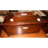 A 11" 19th Century rosewood sarcophagus shaped tea caddy carcass