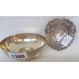 A late Victorian silver heart shaped bon bon dish with pierced decoration - sold with a 4 3/4" solid