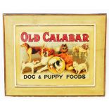 A framed "Old Calabar" dog food chromolithographic advertising poster - clipped