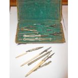 A harlequin set of draughtsman's drawing instruments - various condition