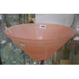 A large French pink ribbed moulded glass bowl
