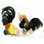 A pair of Karl Ens porcelain cockerel figurines