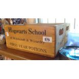 Two wooden Hogwarts boxes