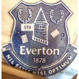 A modern painted iron Everton football sign