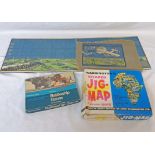 A vintage WH Smiths Battleship game, Waddington shaped jig-saw map of Africa, and a Barrage game