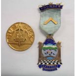 Two Masonic Jewels Two Masonic jewels, a hand cross lodge founders jewel - sold with a Sussex