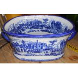 A reproduction blue & white china footbath