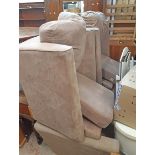 A 6' modern suede upholstered two seater settee and pair of armchairs to match