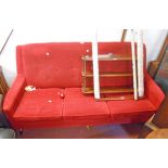 seater settee with r A 5' 8" retro three seater settee with original red striped button back