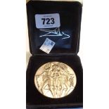 A 900. grade silver Israel Peace Medal designed by Salvidor Dali in original box