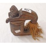 A vintage African carved wooden hinge-lidded container