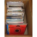 A box containing a quantity of vinyl 45rpm singles including Jilted John, The Beatles, Rolling