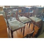 Three matching 19th Century mahogany framed curved back dining chairs with upholstered drop-in seats