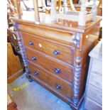 A 3' 7" Victorian mahogany chest with blind drawer to top, three long graduated drawers and flanking