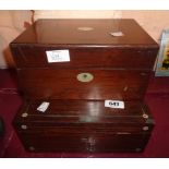 A rosewood and mother of pearl inlaid jewellery box carcass - sold with another similar