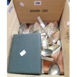 A quantity of cased and loose mainly French silver plated cutlery including Christofle and other