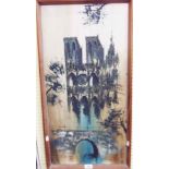 A framed oil on canvas, depicting a view of Notre Dame - signed Ken, Paris 1965