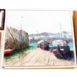 Robert "Rob" Smith (Dawlish): a framed mixed media painting on board entitled "Low Tide St.