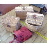 Four wicker picnic baskets