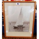 A framed Beken & Son, Cowes monochrome photograph depicting the sailing vessel "Seaview Mermaid" -