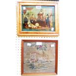 An old maple framed antique reverse glass print, depicting Paul preaching in Athens - sold with an