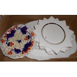 A box containing modern House of Fraser star shaped plates, Gaudy Welsh plates, etc.