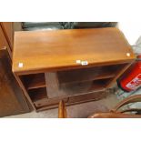 A 30" retro teak effect book cabinet with sliding glass doors to top and and sliding wood doors