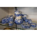 A quantity of Copeland Spode Italian blue and white china including cheese dish, octagonal jug,