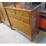 A 36" Georgian style mahogany chest with blind fretwork low raised back, two short and three long