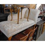 A 5' 20th Century chaise longue with floral scroll tapestry upholstery, set on polished wood