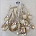 A set of six silver dessert spoons - sold with to parts sets of nine each silver coffee spoons
