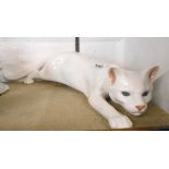 A Royal Copenhagen white stalking cat figure 059
