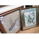 Two gilt framed Chinese silk embroidery panels, one depicting a dragon chasing a flaming pearl,