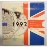 A 1992 United Kingdom Uncirculated Coin Collection with dual date 50p