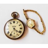 A vintage Everite 9ct. gold cased lady's wristwatch (overwound), on plated bracelet - sold with a