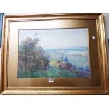 Parker Hagarty: a gilt framed and slipped watercolour, depicting an extensive West Country coastal