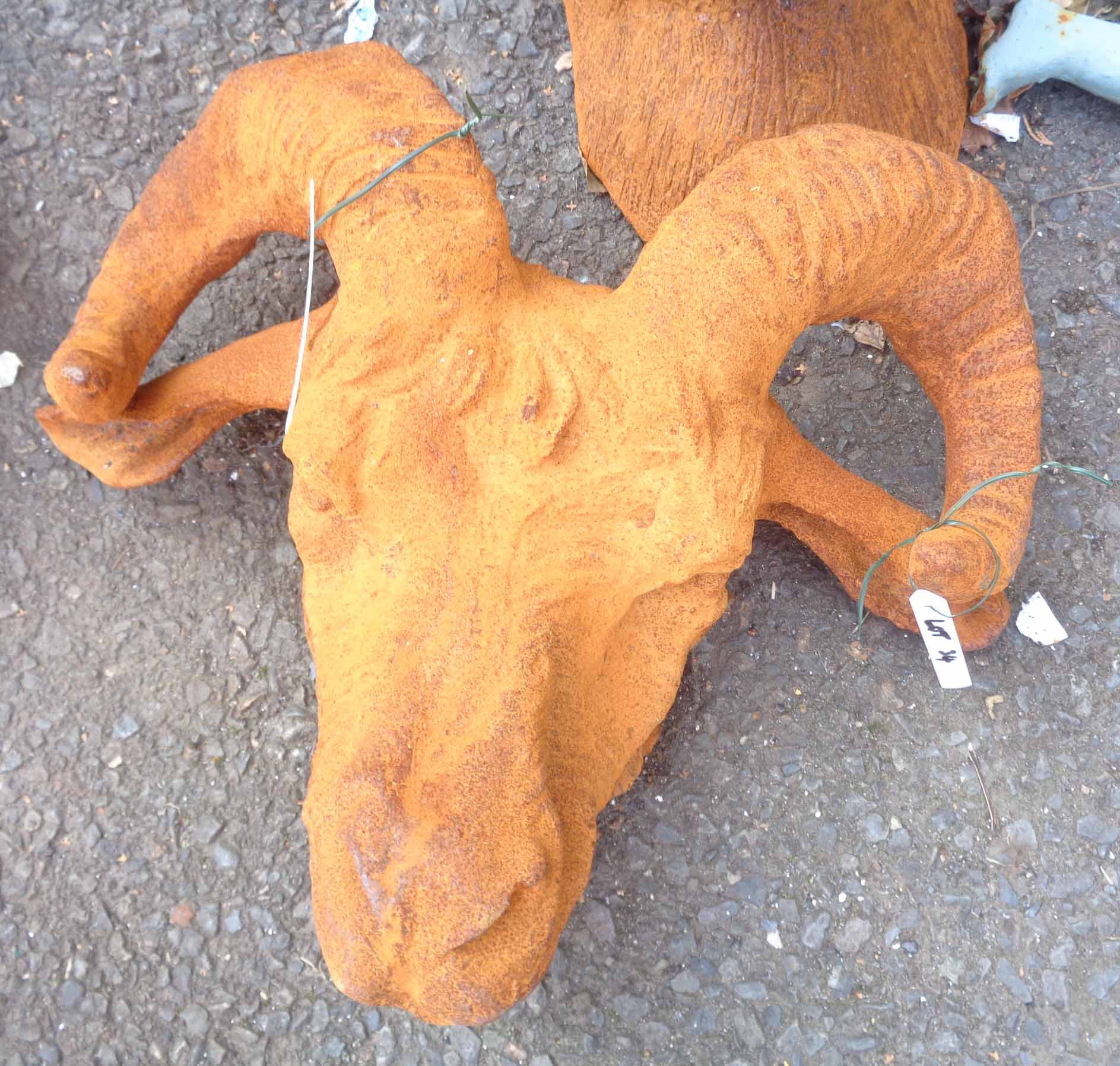 A cast iron ram's head
