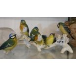 A Karl Ens porcelain figure group depicting four bluetits - sold with a similar figure group of