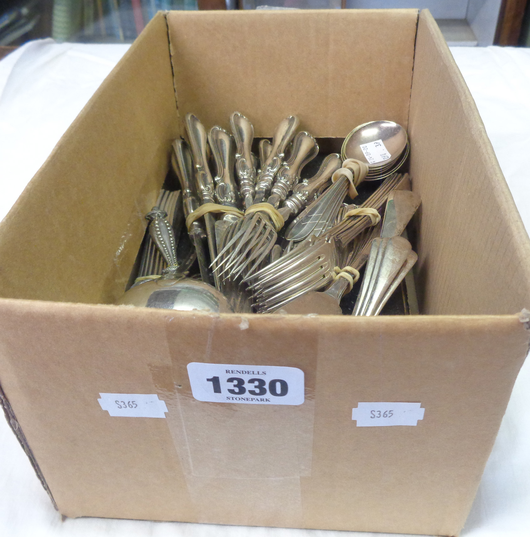 A quantity of silver plater cutlery, also a cased set of silver handled dessert knives - various
