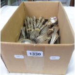 A quantity of silver plater cutlery, also a cased set of silver handled dessert knives - various