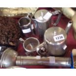 A vintage Old Hall beaten stainless steel tea service - sold with a vintage Eveready torch (a/f)