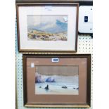 W. H. Dyer: a gilt framed gouache entitled "The Coast of Bude" - signed - sold with another entitled