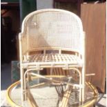 A cane conservatory chair frame with rattan back - a/f