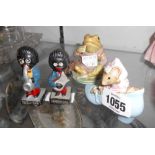 Two Beswick Beatrix Potter Old Woman who lived in a Shoe and Jeremy Fisher figures - sold with two