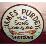 A painted iron Purdy & Sons Shotguns sign