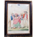 After Henry Bunbury: a Hogarth framed original hand coloured Georgian print entitled "Sweet Poll